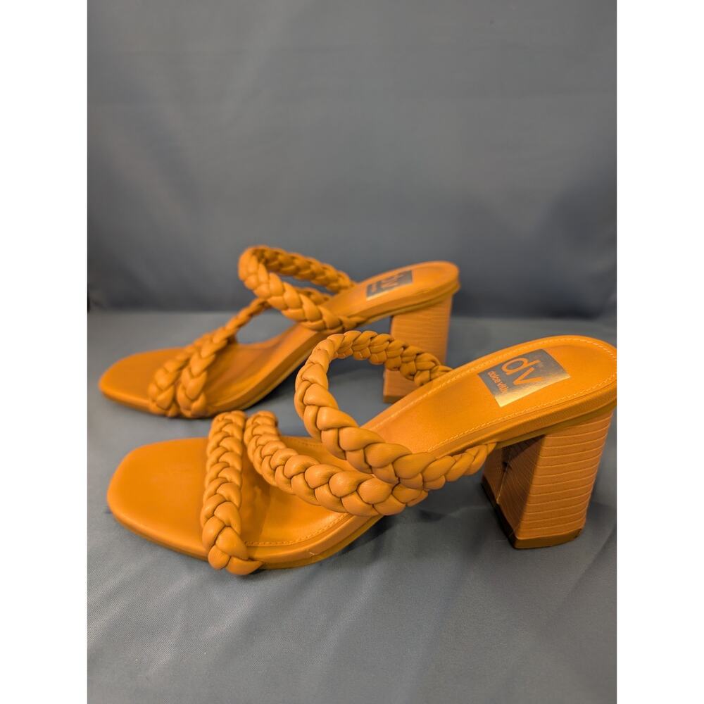 Dolce Vita Braided Block Heeled Sandals Paily Stella Tan Leather Shoes Size 7 - Picture 3 of 8